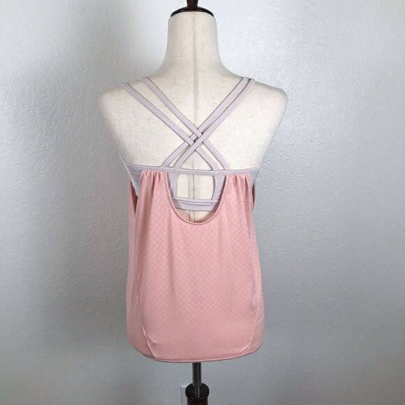 Athleta Mesh Energize pink crisscross layered tank top XS - Picture 4 of 8
